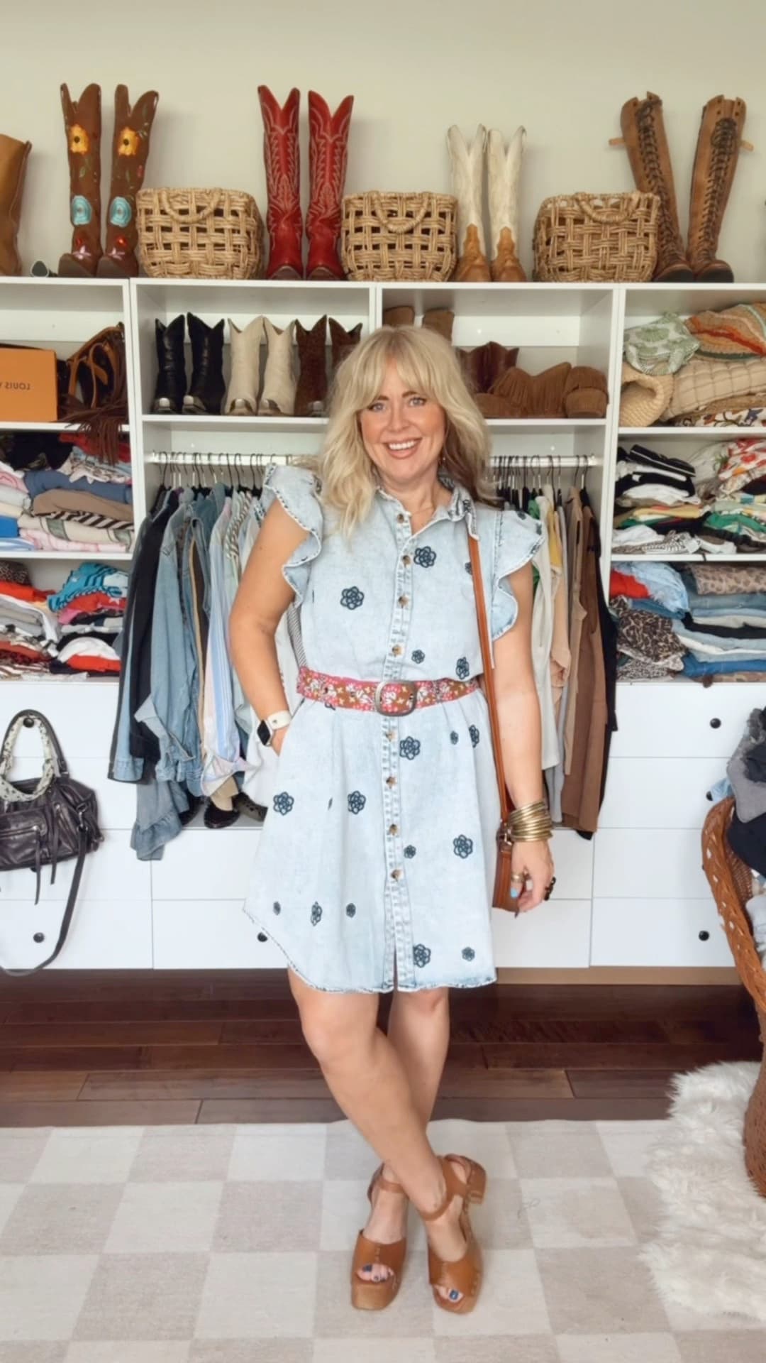 This floral embroidered denim dress from @Three Bird Nest is adorable!